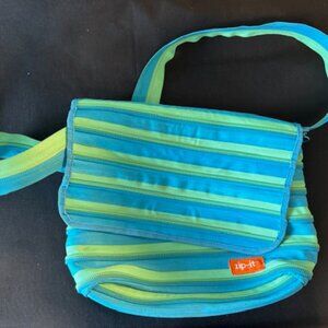 Blue & Green Zip-It Bag with Strap - Super Cute